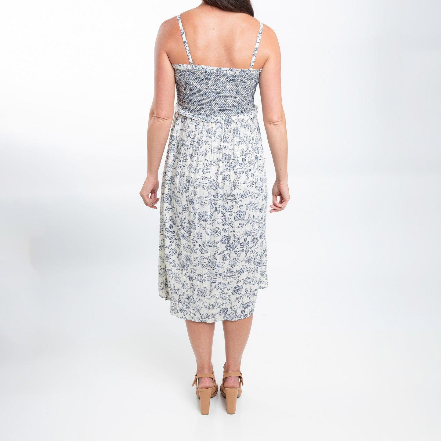 Sarai Smocked Bodice Toile De Jouy Midi Dress