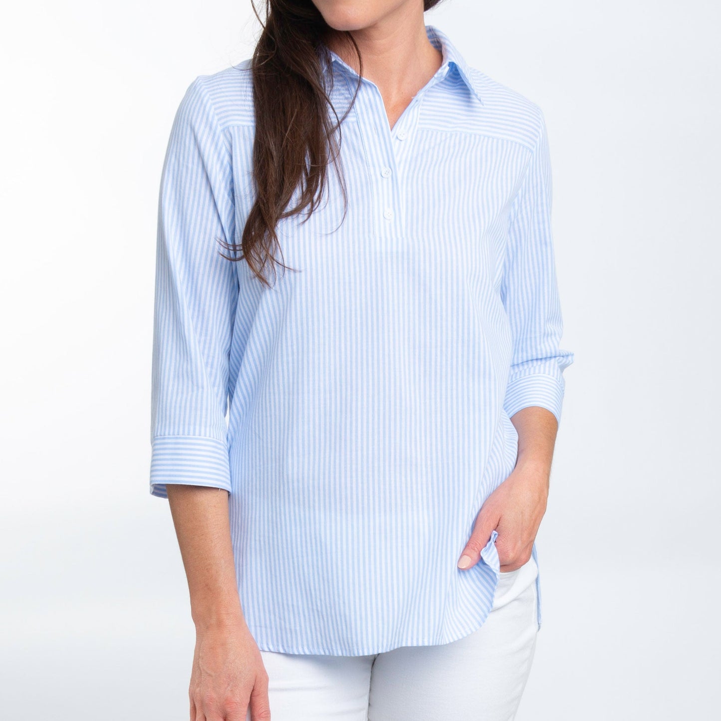 Lakelyn 3/4 Cuff Sleeve Collared Cotton Blouse