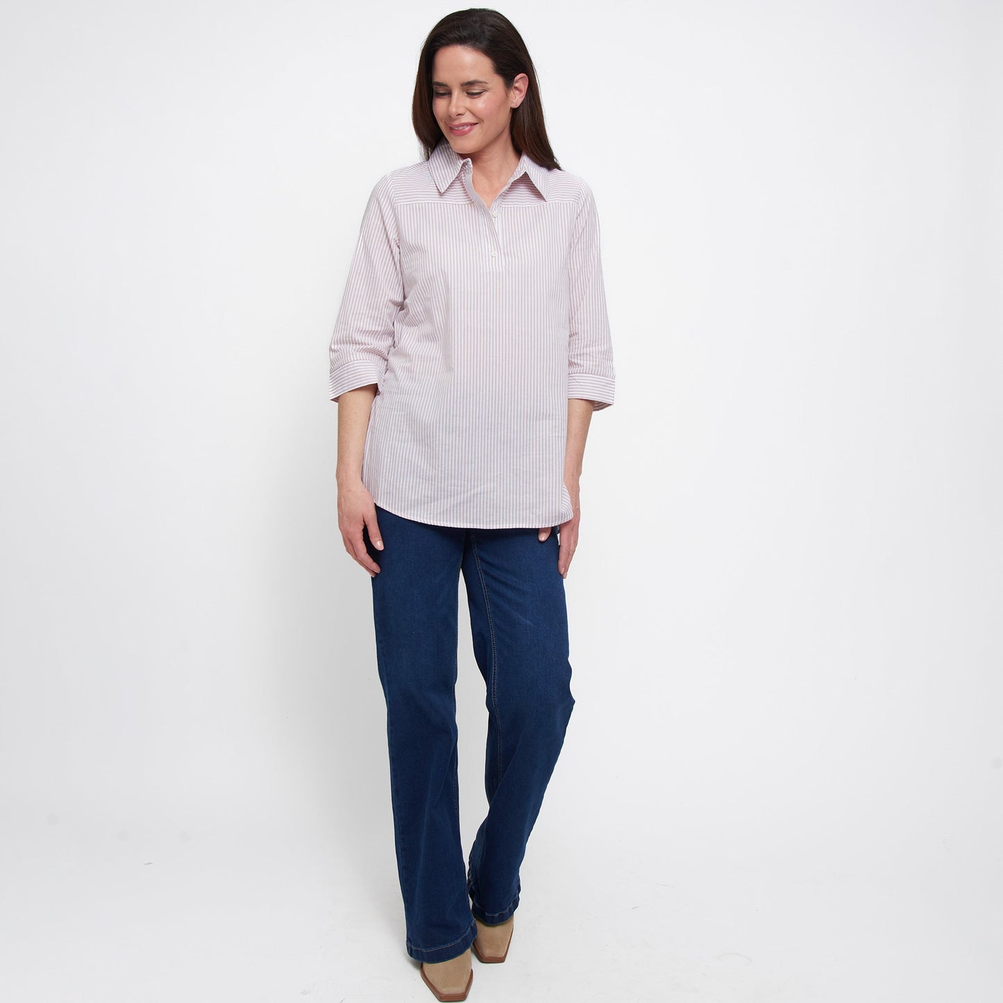 Lakelyn 3/4 Cuff Sleeve Collared Cotton Blouse