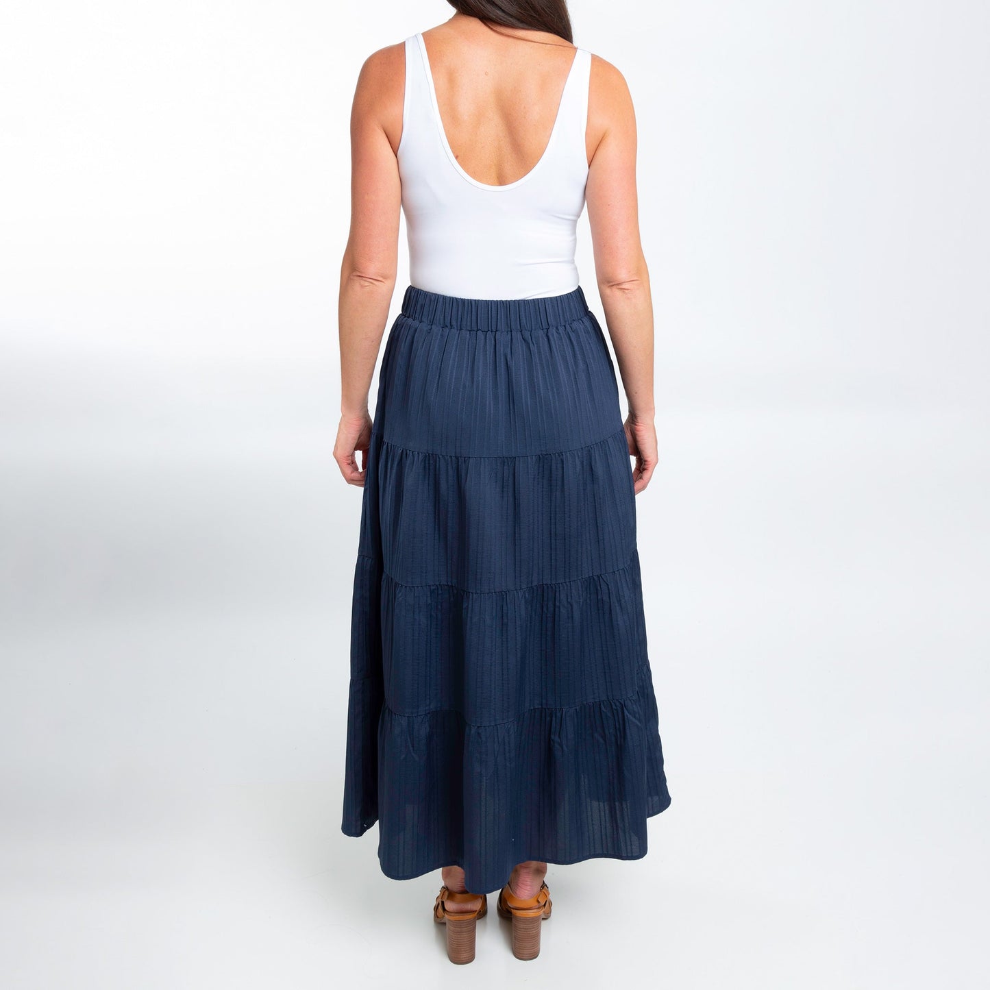 McKay Tiered Rosewater Maxi Skirt with Pockets