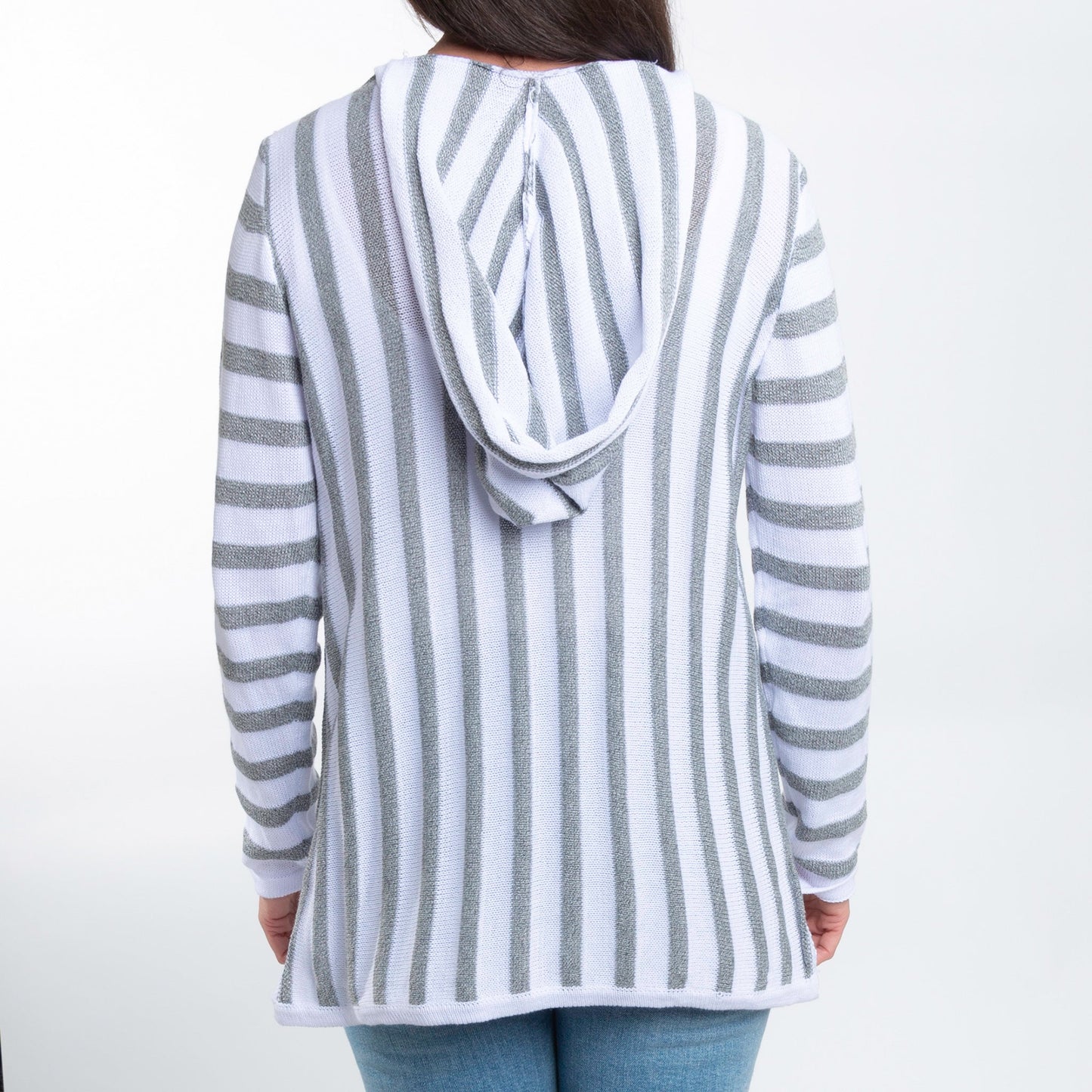 Brodie Hooded V-Neck Long Sleeve Striped Top