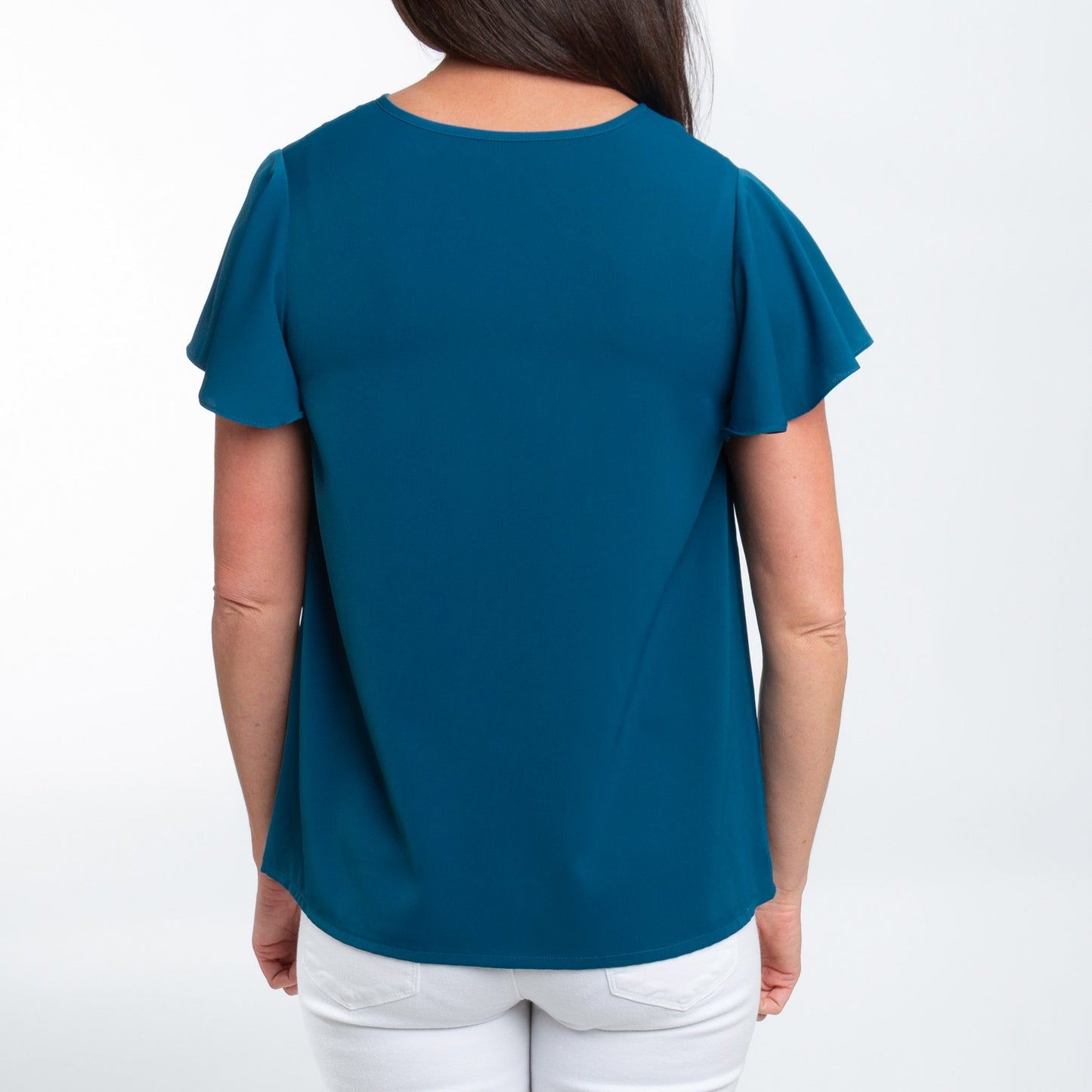 Amal Flutter Short Sleeve V-Neck Blouse