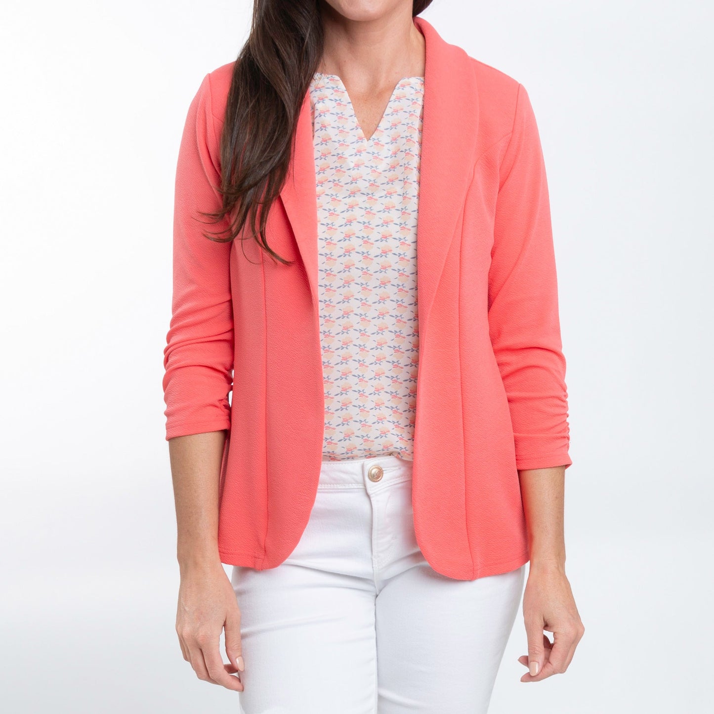 Dove Ruched Stretch Crepe Blazer