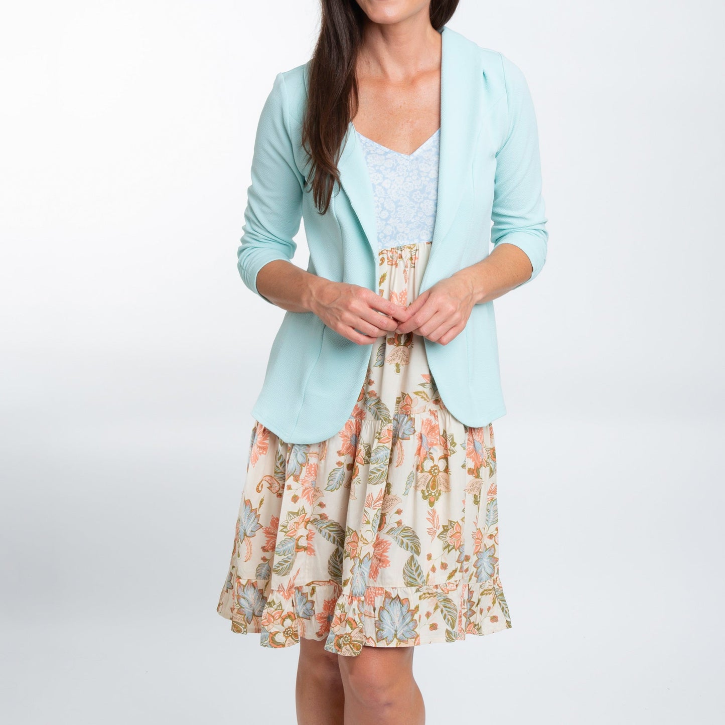 Dove Ruched Stretch Crepe Blazer