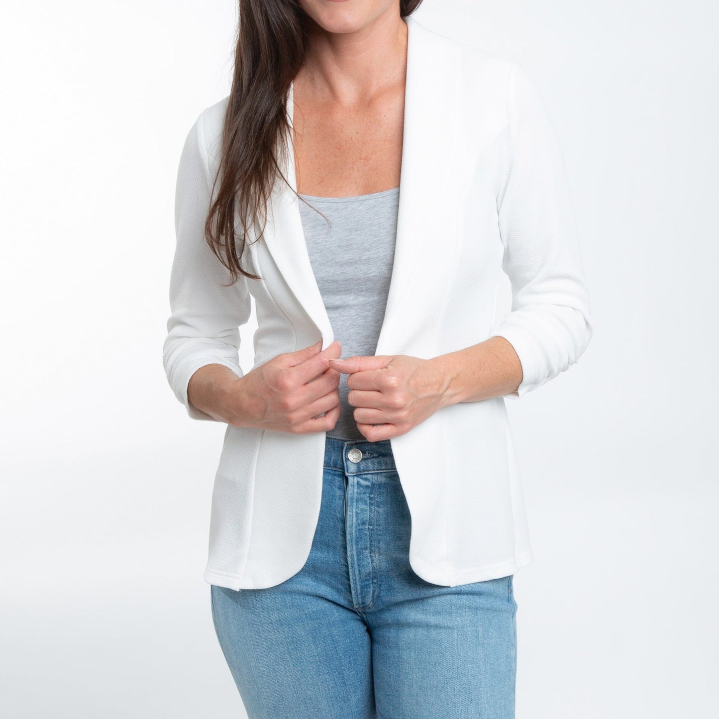 Dove Ruched Stretch Crepe Blazer