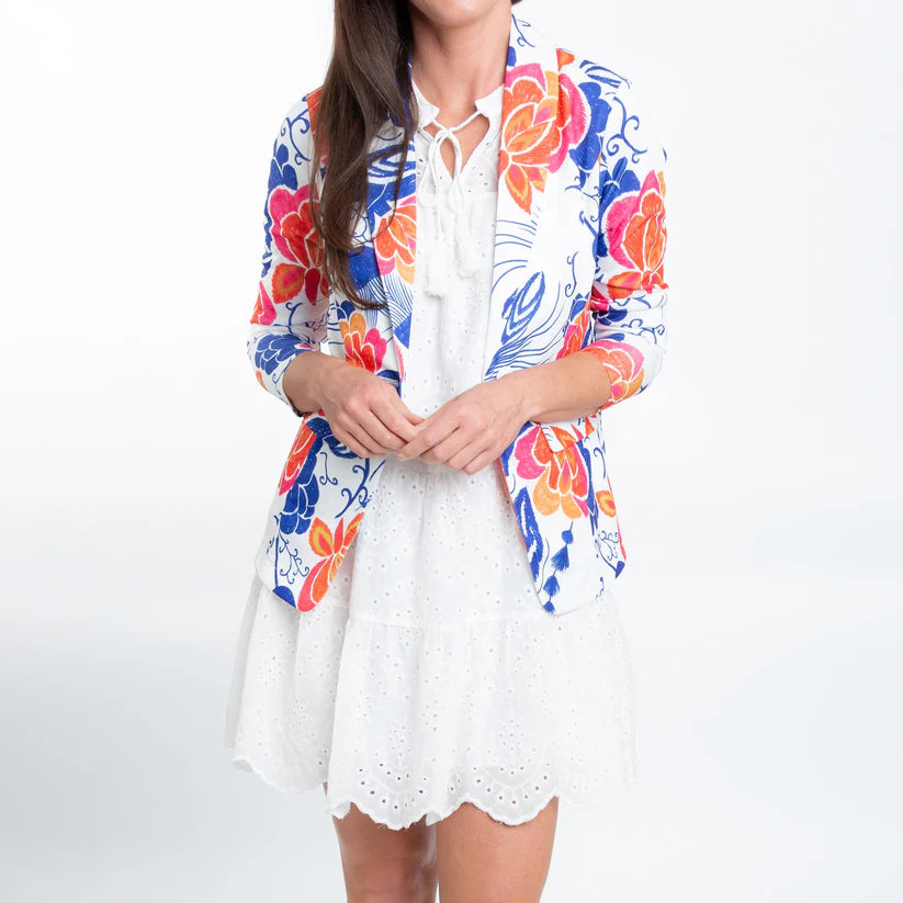 Calla Sleeveless White V-NecK Eyelet Paneled Babydoll Dress by Elsie & Zoey