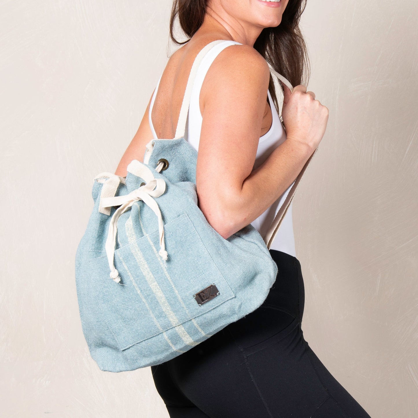 Cailey Jute Adjustable Drawstring Closure Backpack Purse