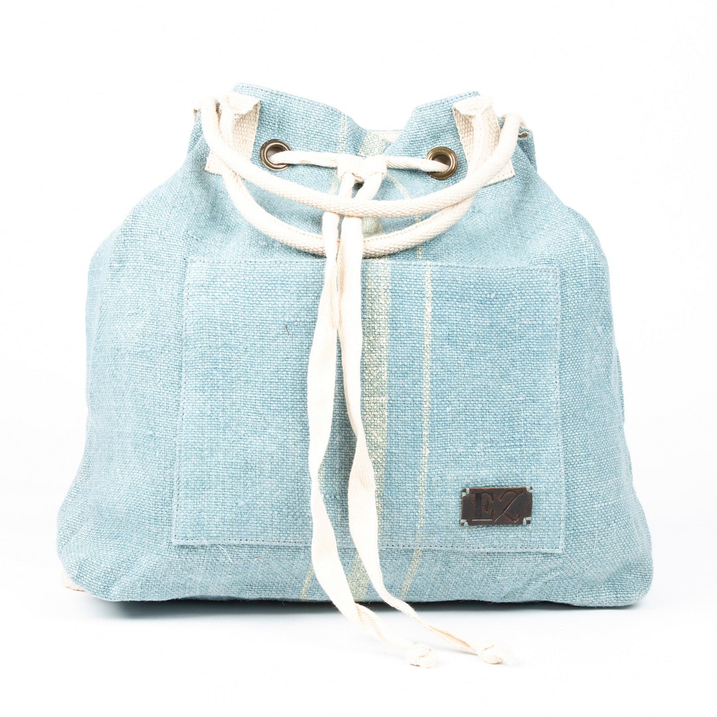 Cailey Jute Adjustable Drawstring Closure Backpack Purse