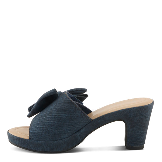 NORMAJEAN Dark Denim Blue Jean Slide Heel Sandal by Patrizia