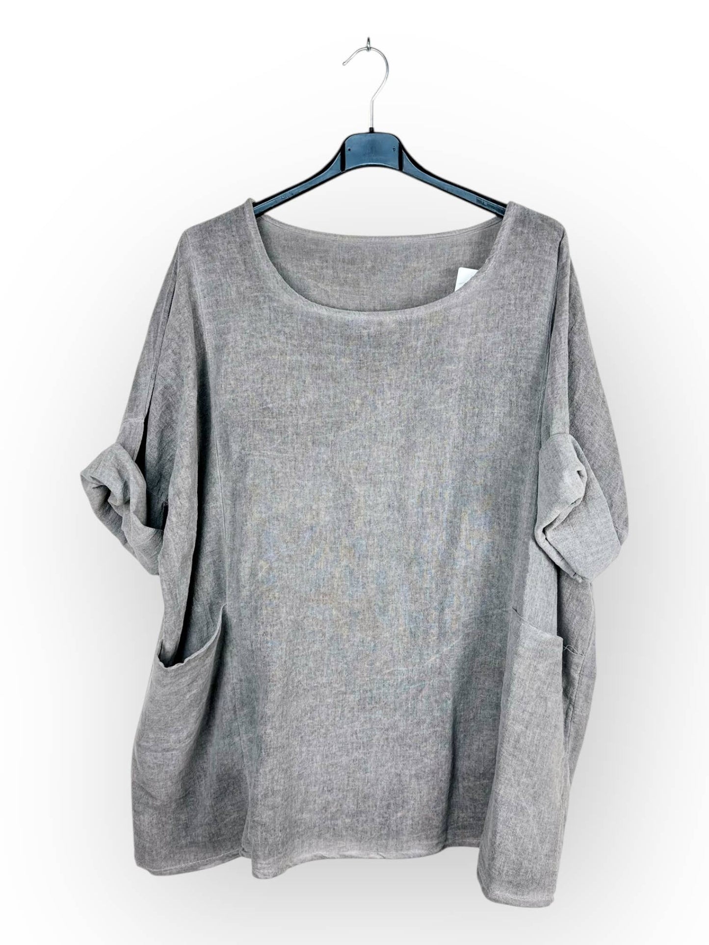 Plain top in linen and cotton with two pockets Made in Italy