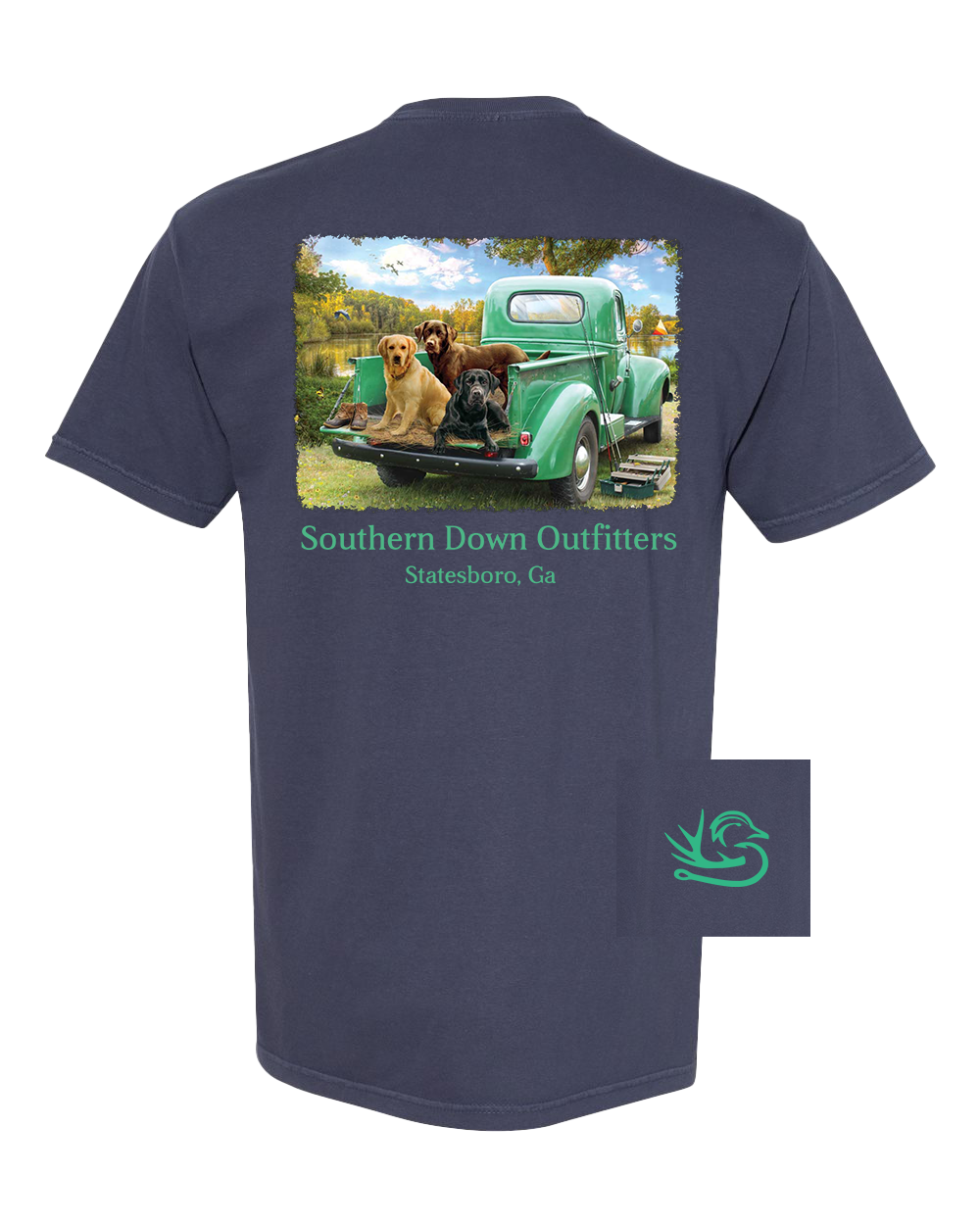 Dogs in Truck Youth Southern Down Outfitters Short Sleeve Tee