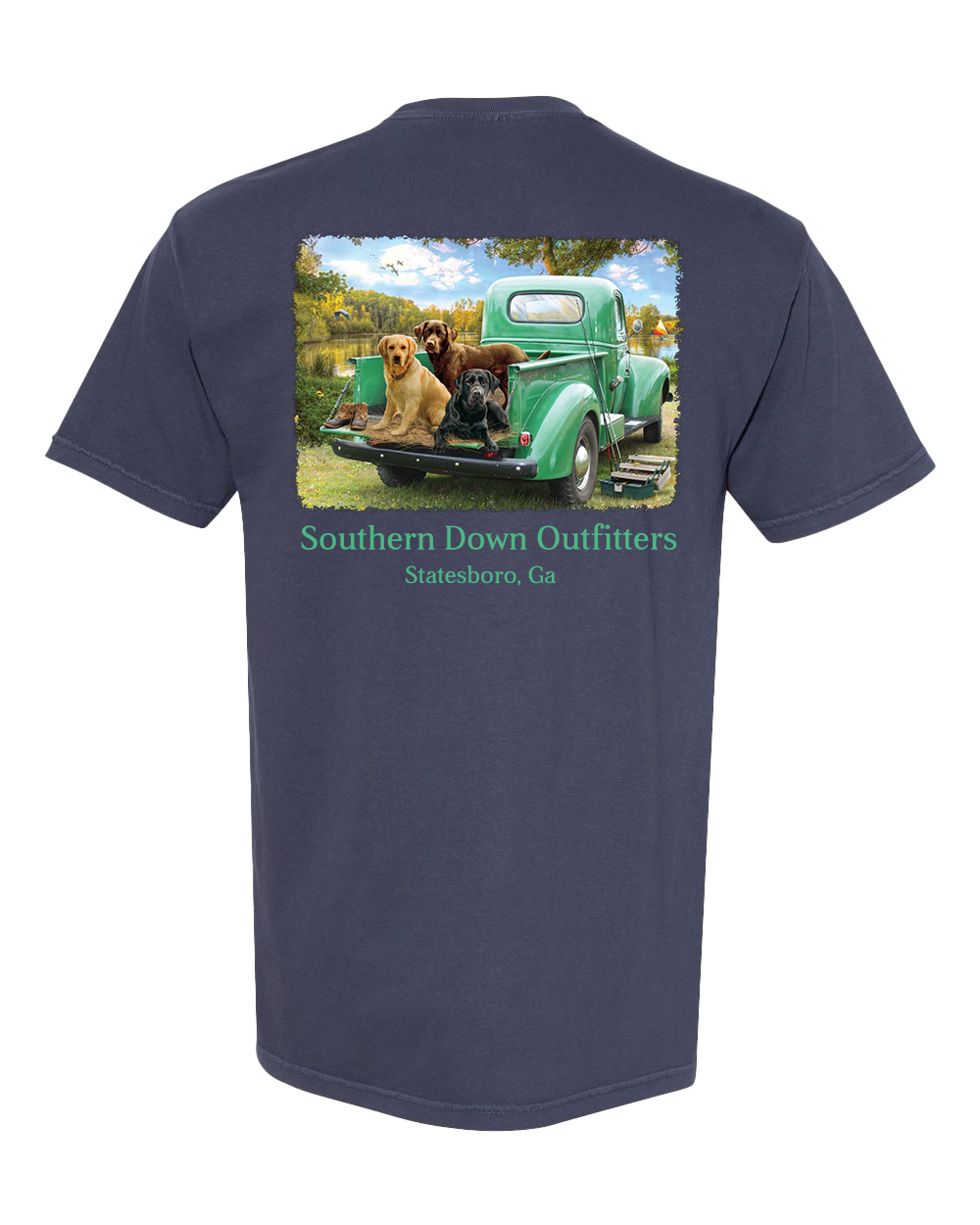 Dogs in Truck Youth Southern Down Outfitters Short Sleeve Tee