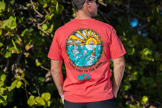 3 Fins to the Wind Coral S/S What The Fin Cotton Tee