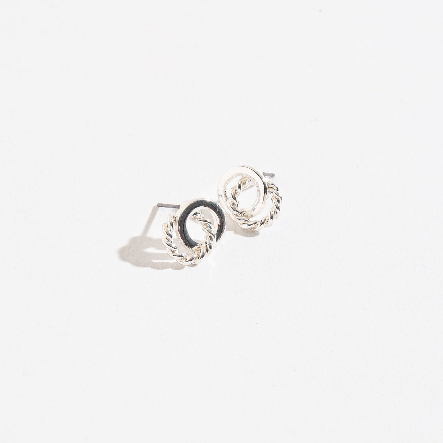 Linked Silver Rings Stud Earrings