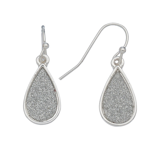 Textured Silver Tear Drop Earrings
