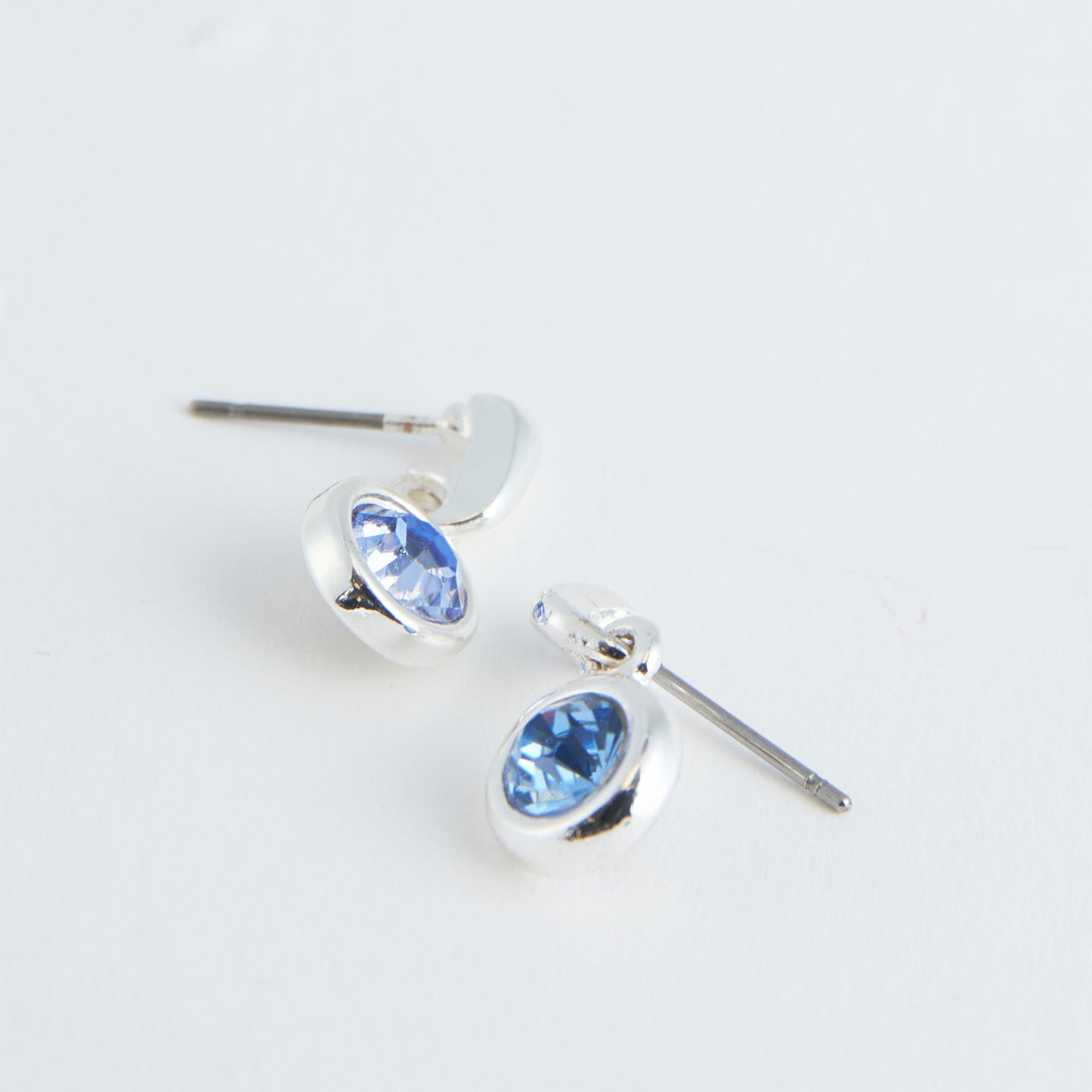 Ear Sense Silver Blue Crystal Drop Earrings