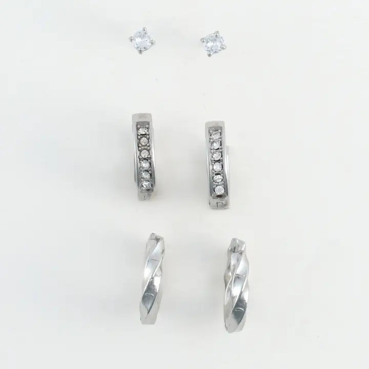 Pave Hoop Trio Earrings Narelle Waterproof Jewelry