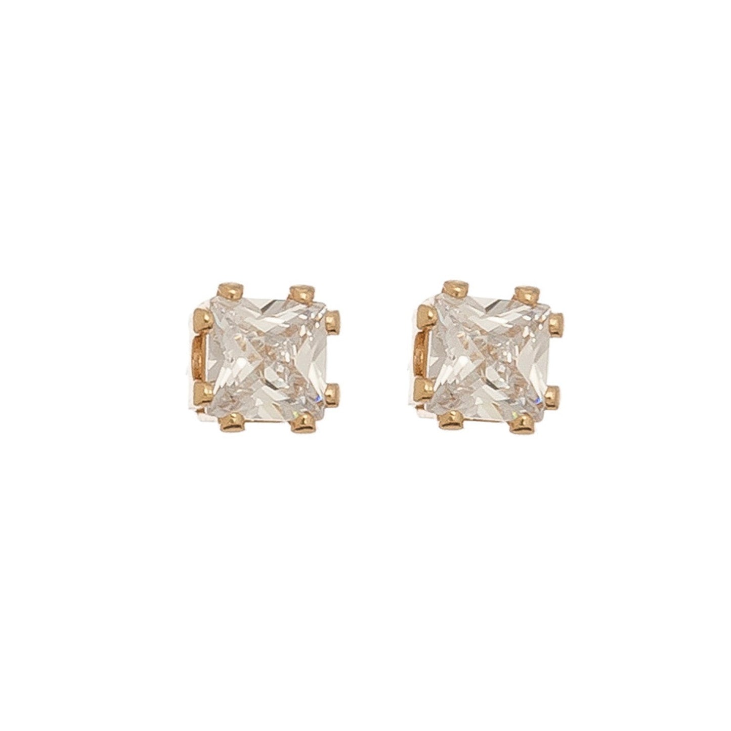 5mm Square Cubic Zirconia Stud Earrings