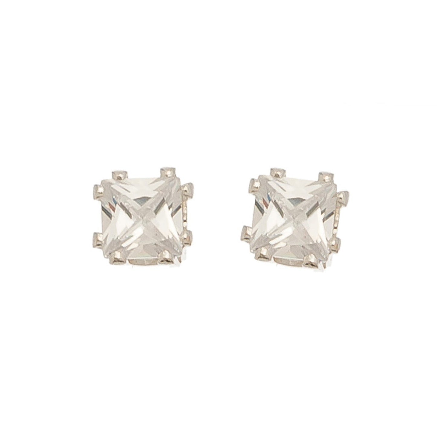5mm Square Cubic Zirconia Stud Earrings