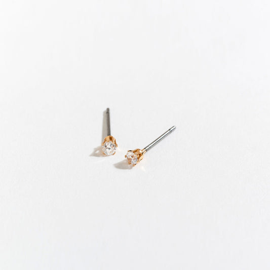 2mm Cubic Zirconia Stud Earrings