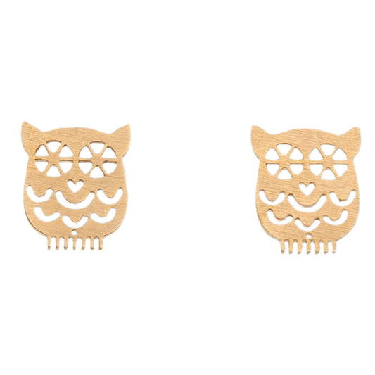 Stud Buds Gold Cutout Owl Stud Earrings