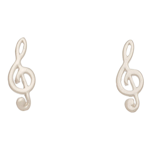 Stud Buds Silver Treble Clef Stud Earrings