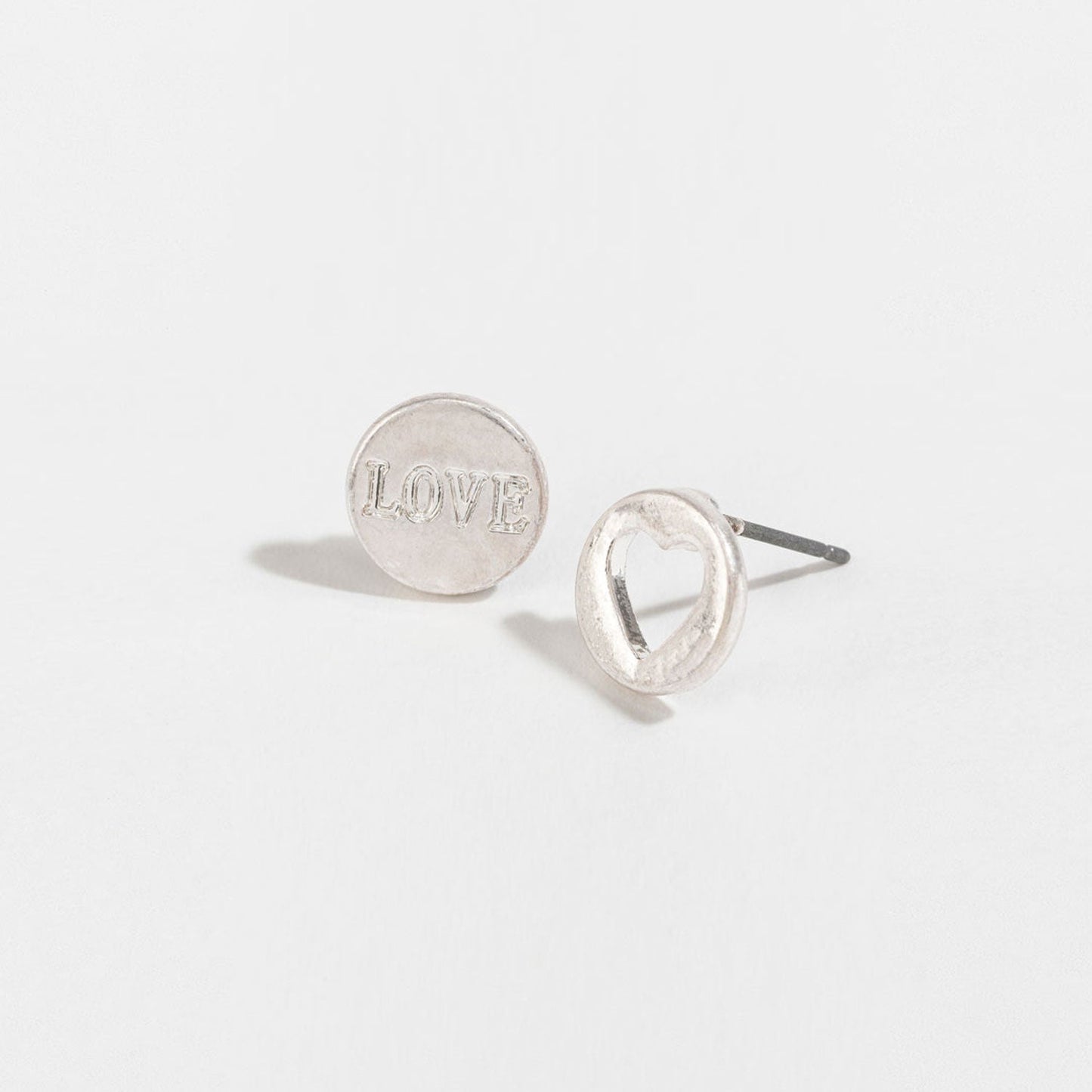 Stud Buds Silver Cutout Heart Love Stud Earrings