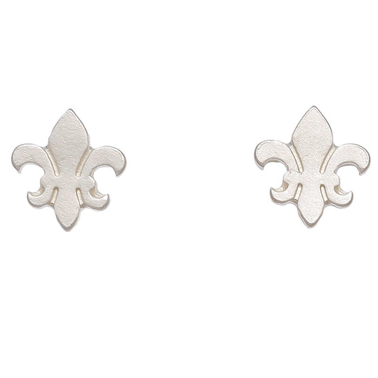 Stud Buds Silver Fleur De Lis Stud Earrings