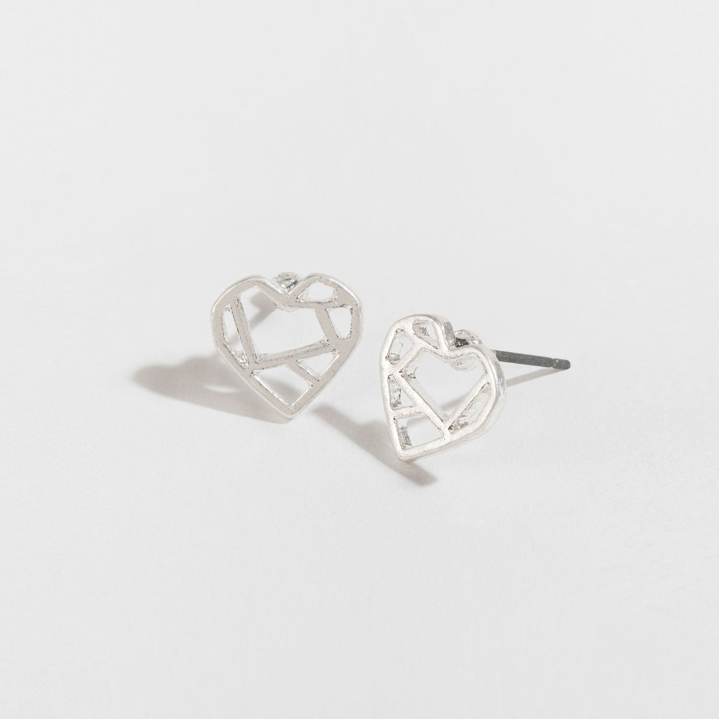 Heart Silver Stud Buds Earrings