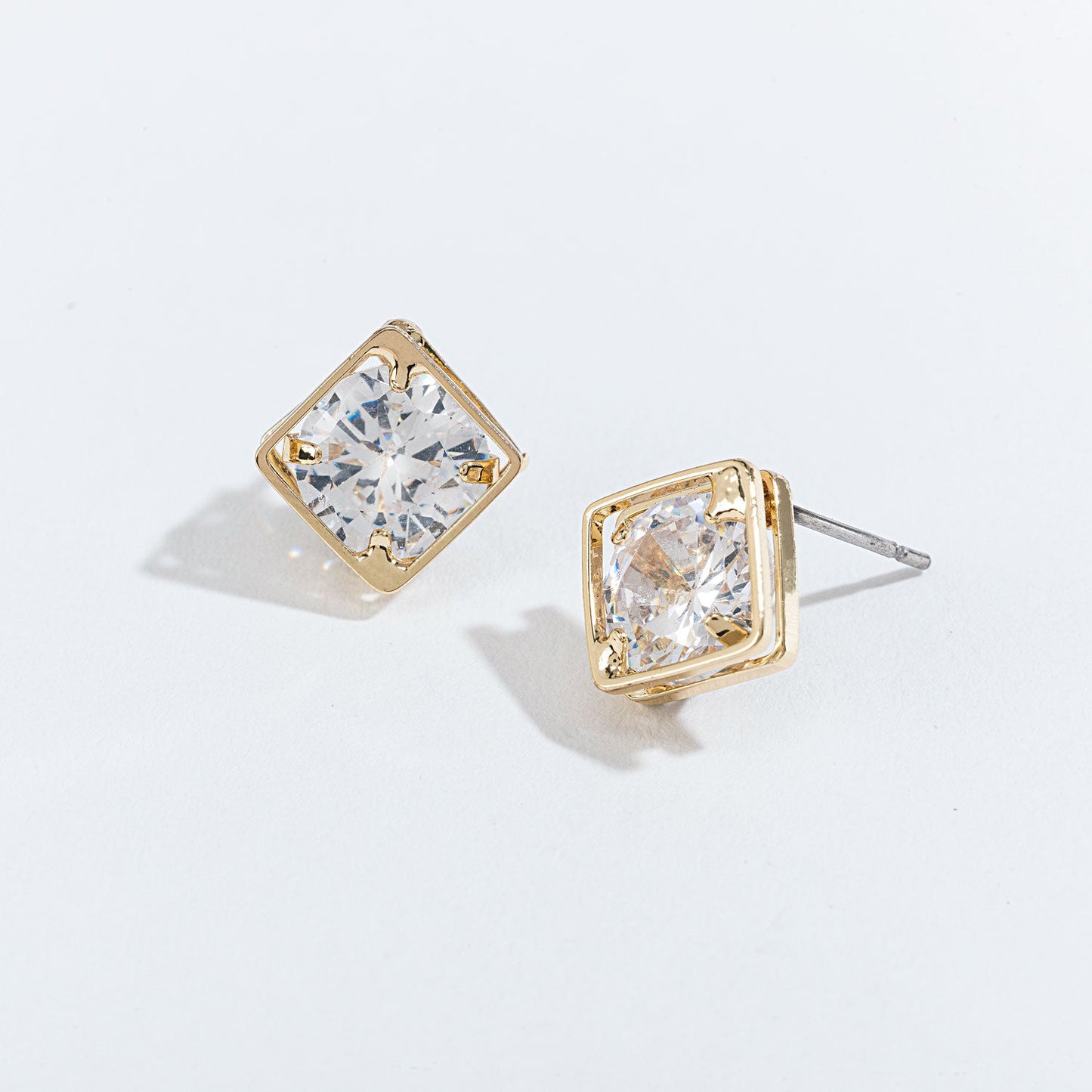 Dazzler Cubic Zirconia Diamond Frame Stud Earrings