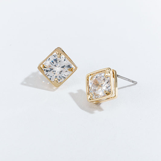 Dazzler Cubic Zirconia Diamond Frame Stud Earrings