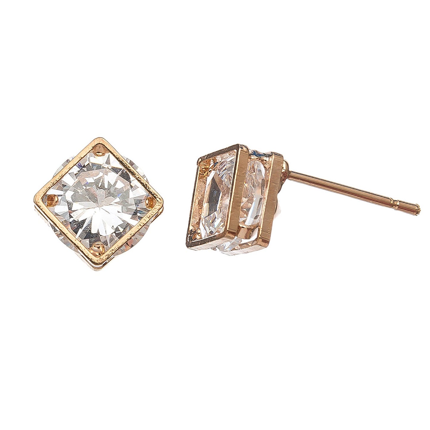 Dazzler Cubic Zirconia Diamond Frame Stud Earrings