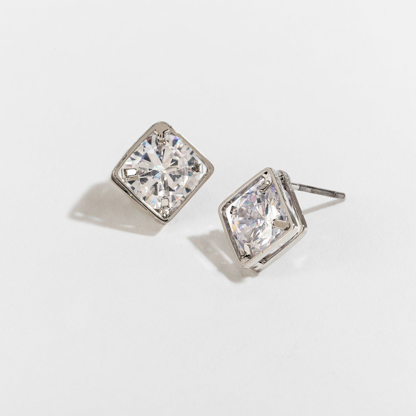 Dazzler Cubic Zirconia Diamond Frame Stud Earrings