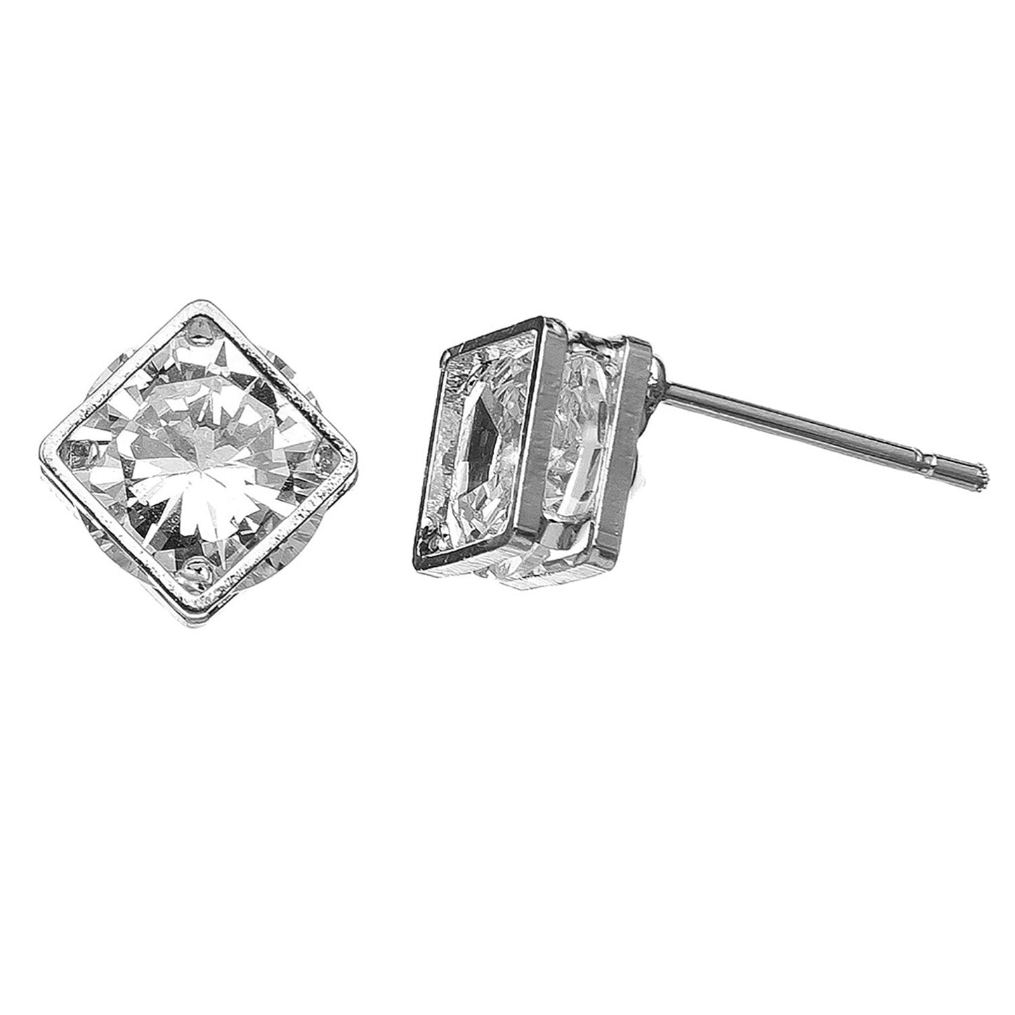 Dazzler Cubic Zirconia Diamond Frame Stud Earrings
