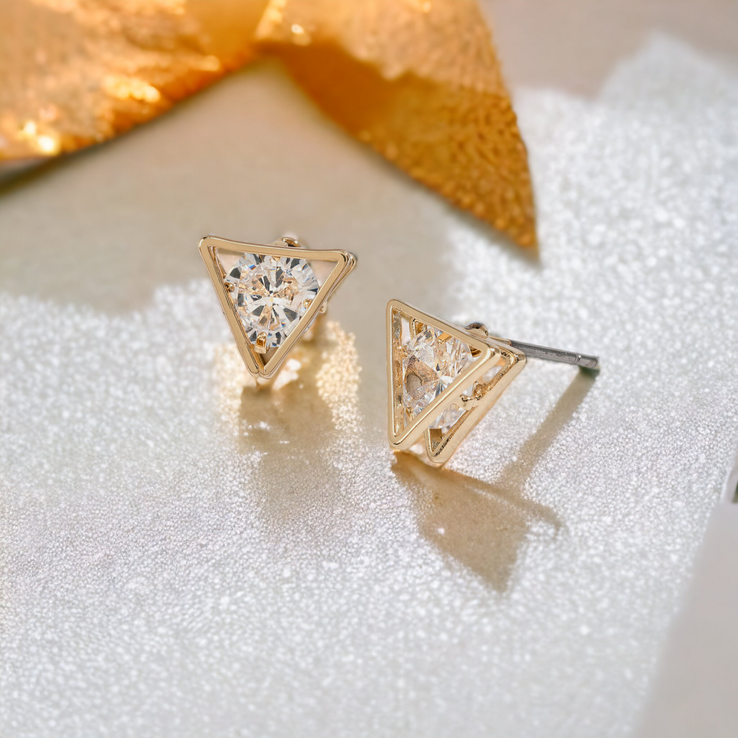 Dazzler Cubic Zirconia Triangle Frame Stud Earrings