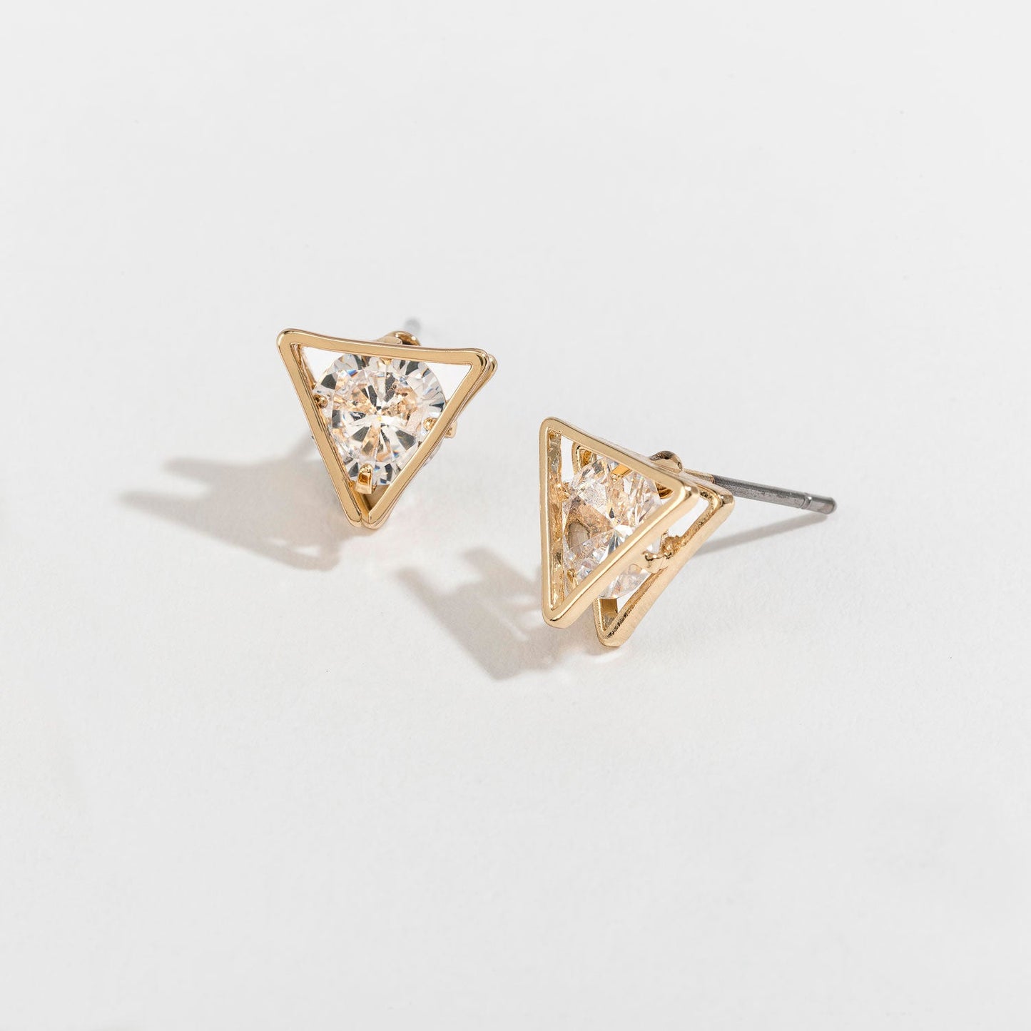 Dazzler Cubic Zirconia Triangle Frame Stud Earrings
