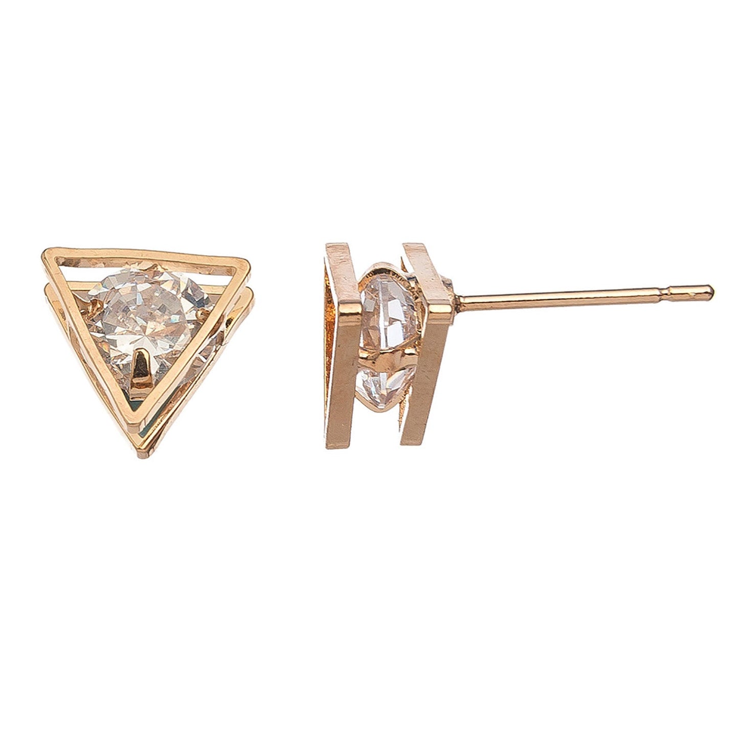 Dazzler Cubic Zirconia Triangle Frame Stud Earrings