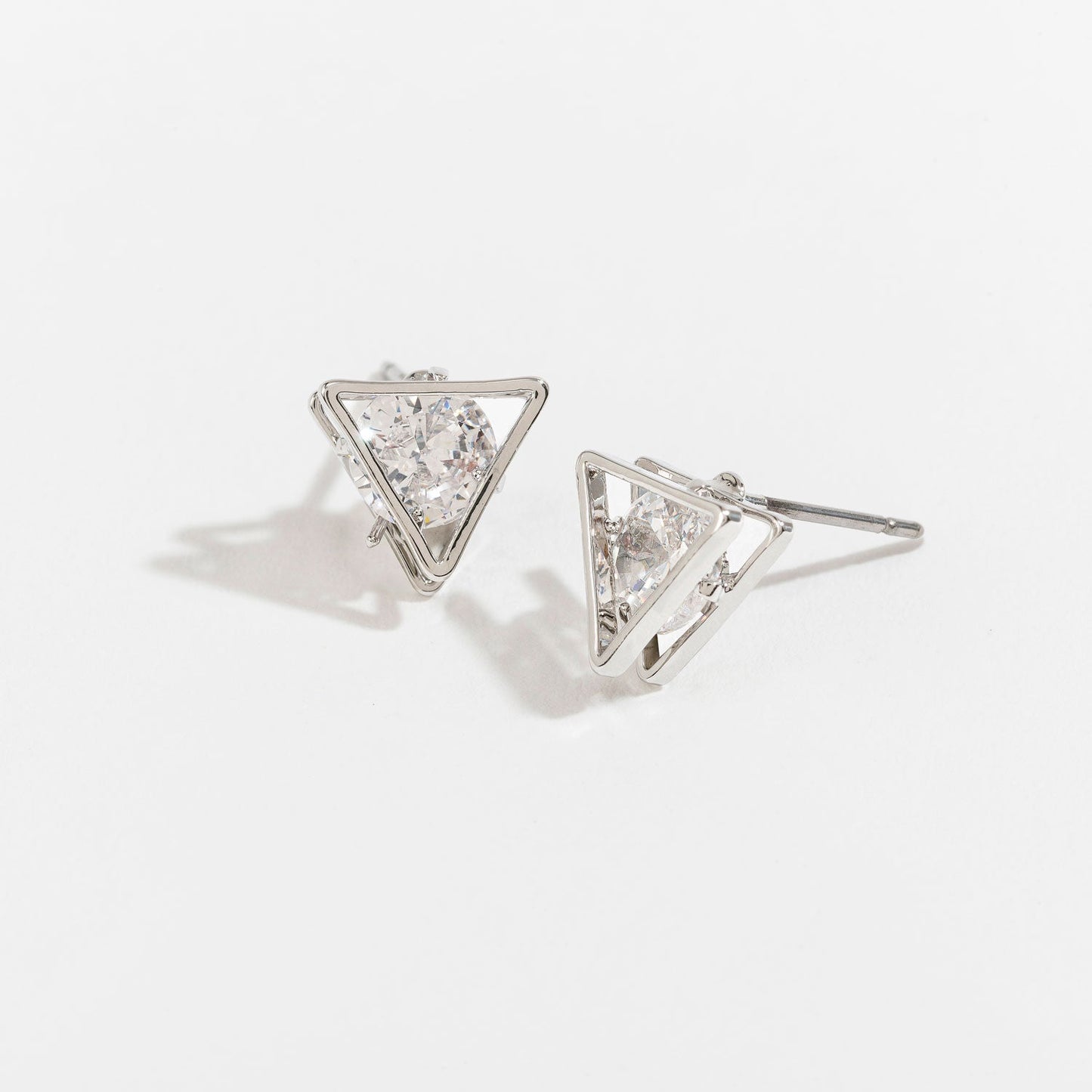 Dazzler Cubic Zirconia Triangle Frame Stud Earrings
