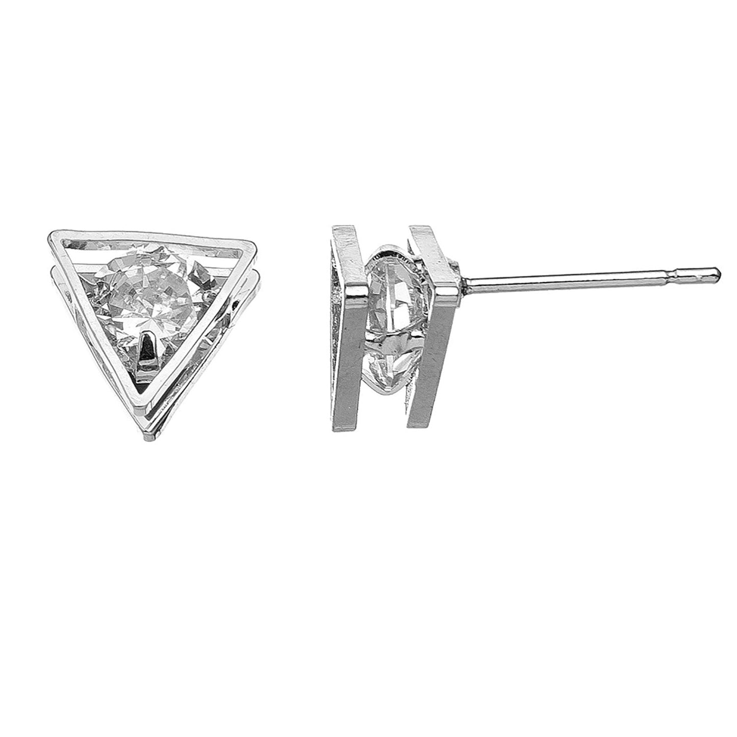 Dazzler Cubic Zirconia Triangle Frame Stud Earrings