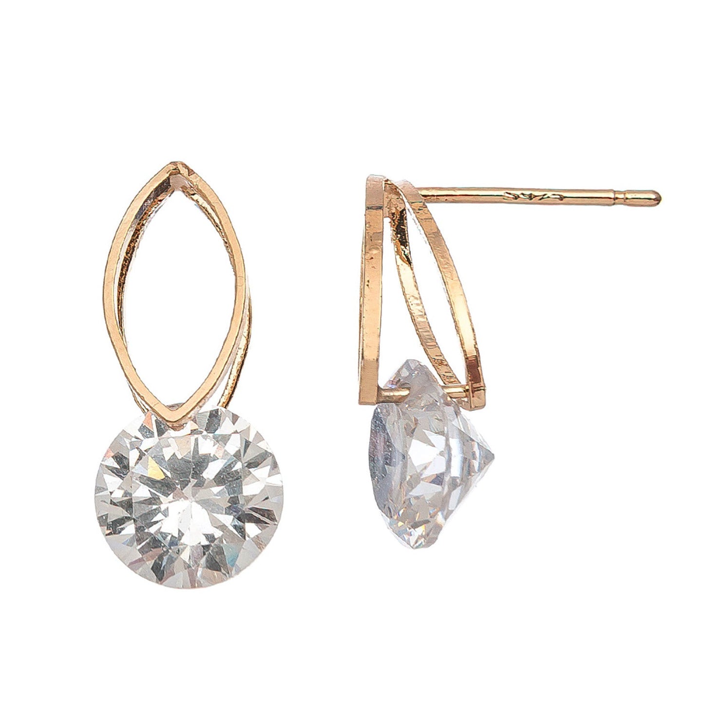 Dazzler Cubic Zirconia Oval Frame Stud Earrings