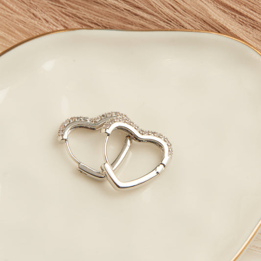 Dazzler Heart Pave Cubic Zirconia Hoop Earrings