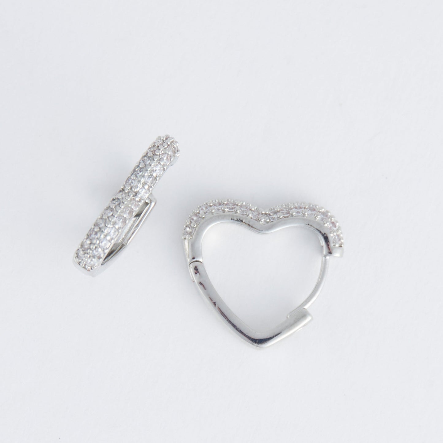 Dazzler Heart Pave Cubic Zirconia Hoop Earrings