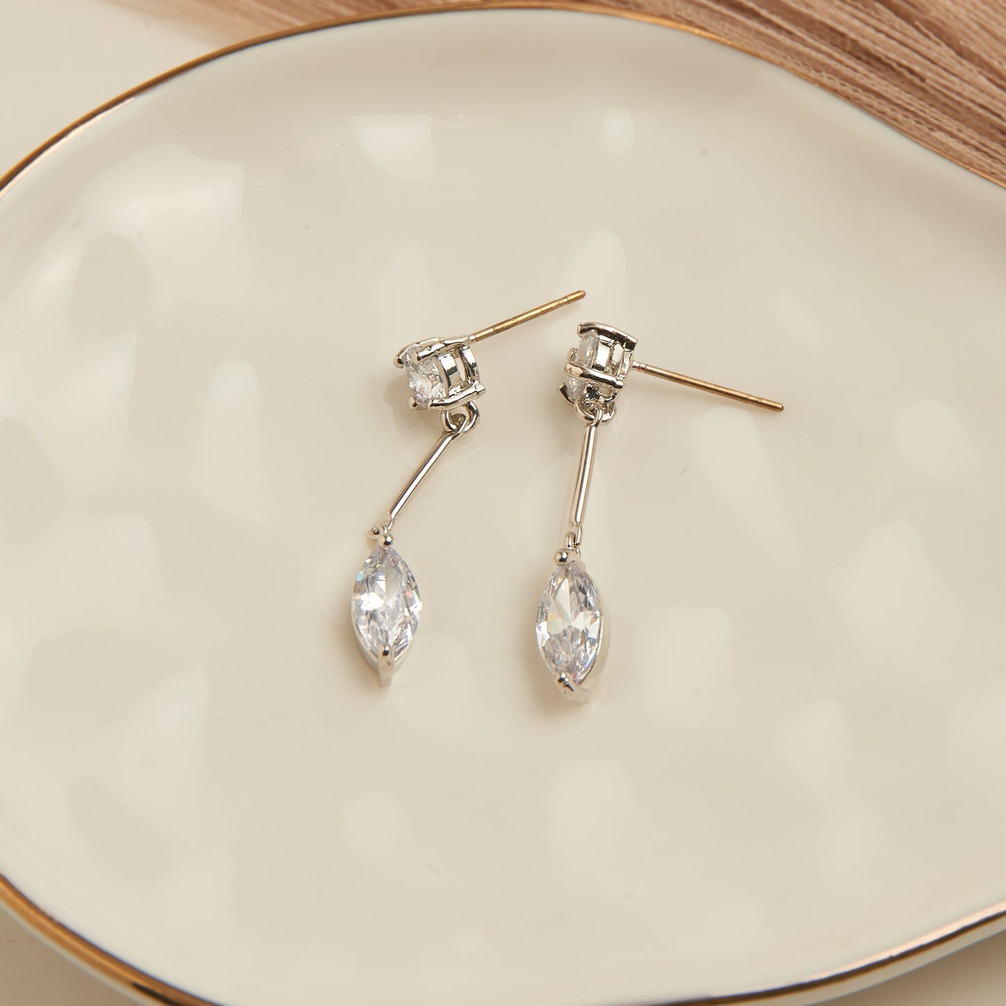 Dazzler Long Post Cubic Zirconia Drop Earrings