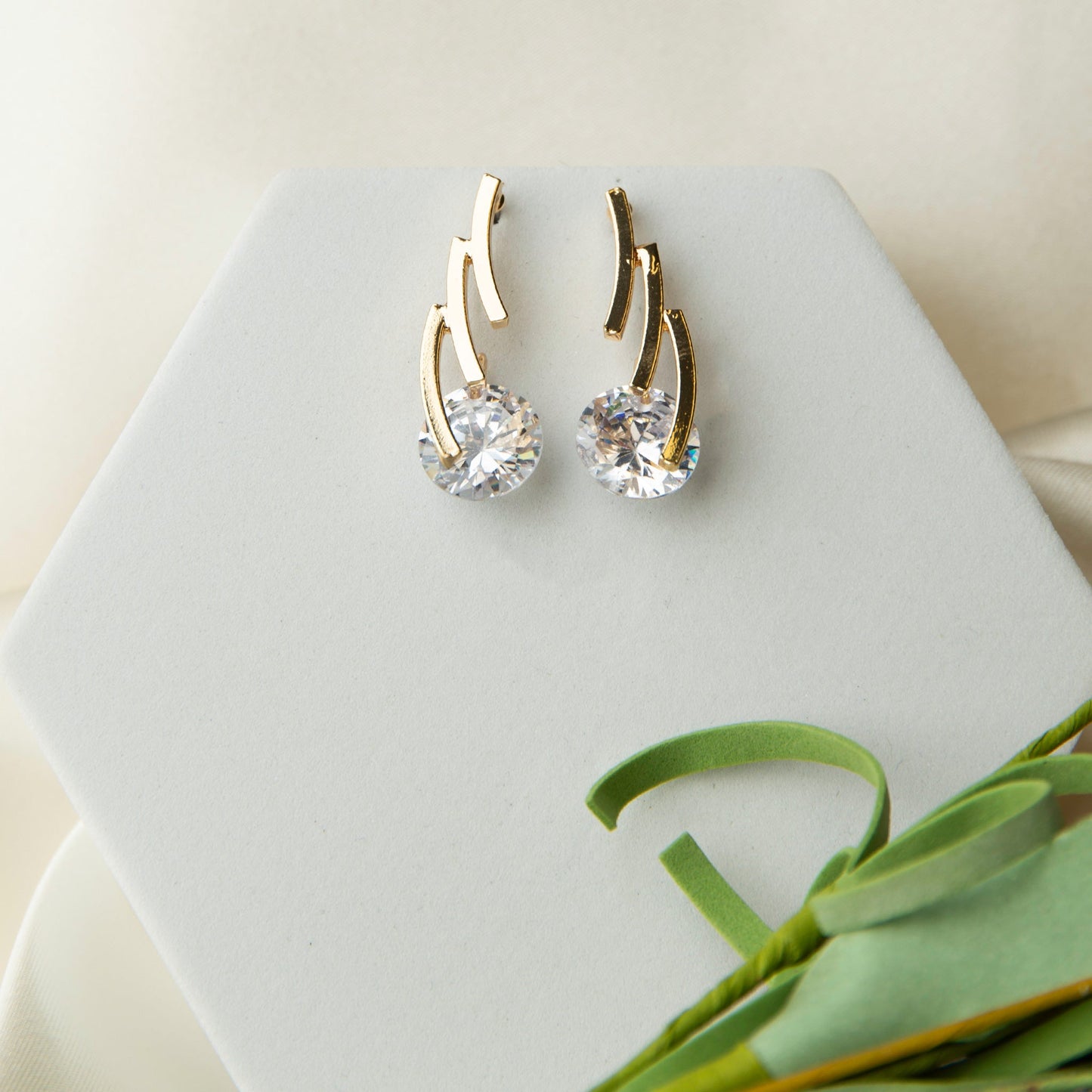 Dazzler Linked Bar Cubic Zirconia Drop Earrings