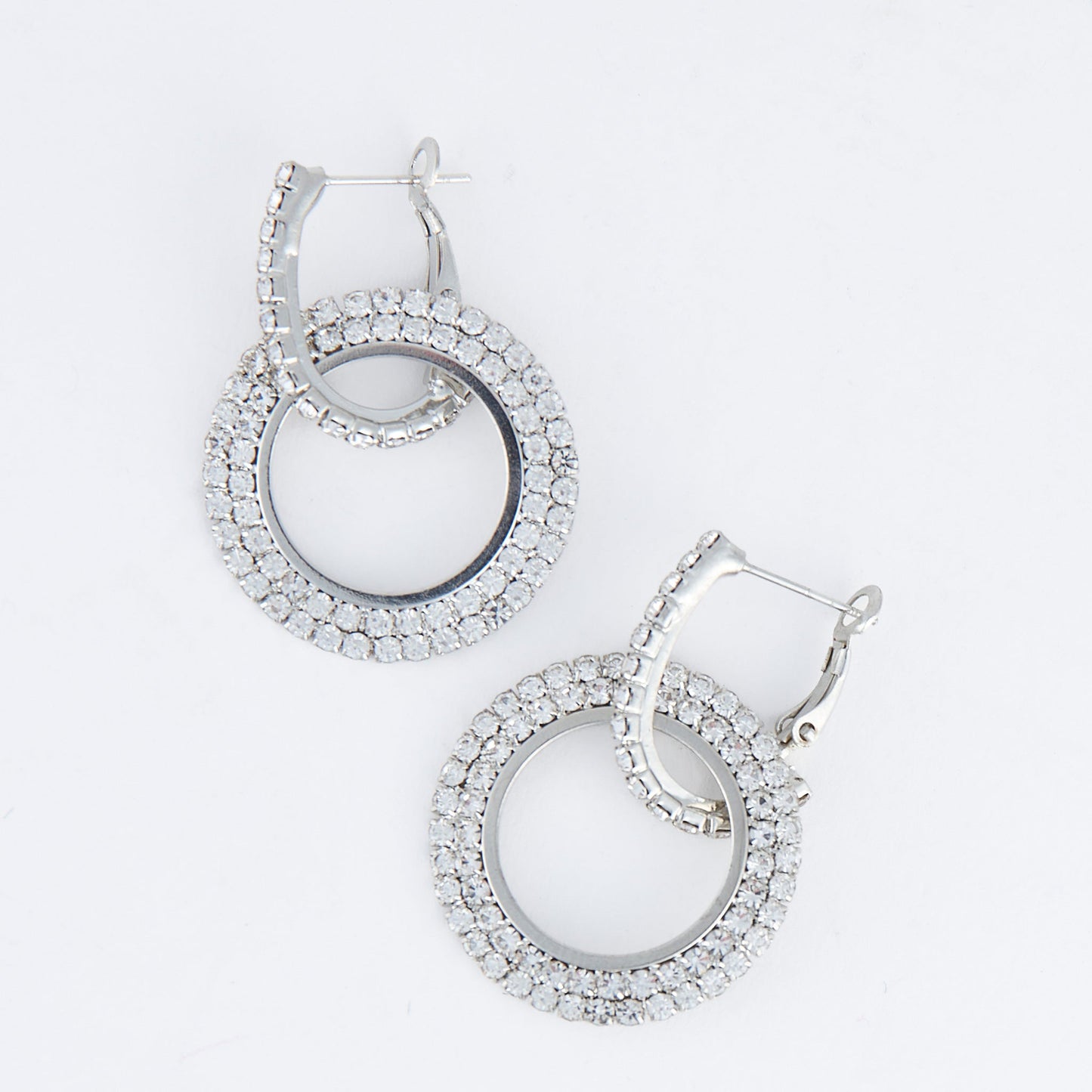 Dazzler Double Pave Cubic Zirconia Hoop Earrings