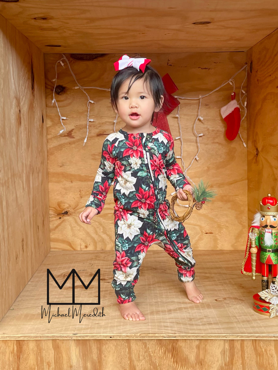 Pollyanna’s Poinsettia Convertible Zippy One PIece Kids PJ
