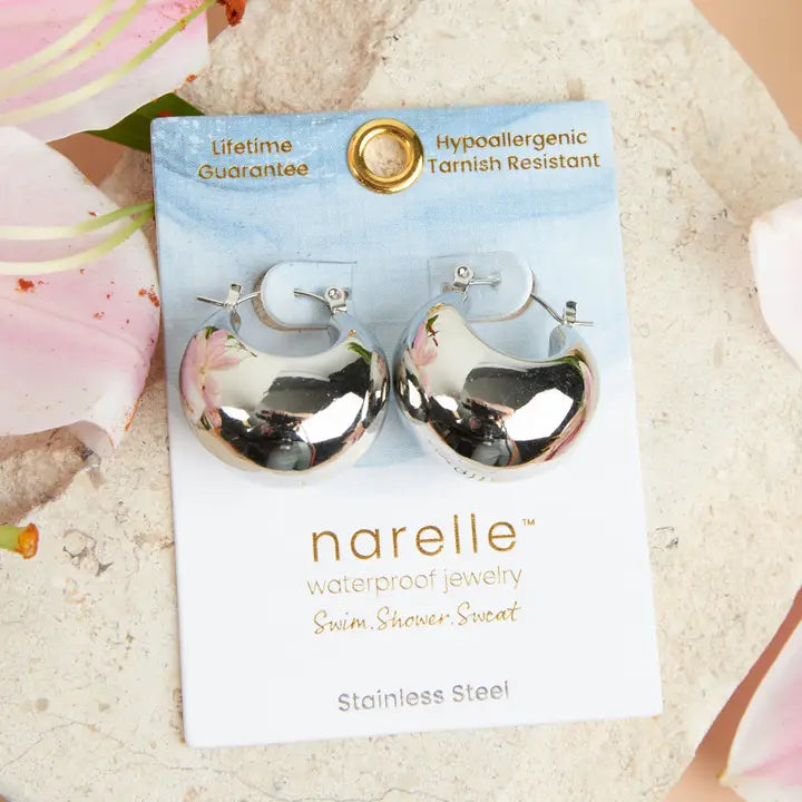 Geometric Pin Catch Hoop Earrings Narelle Waterproof Jewelry