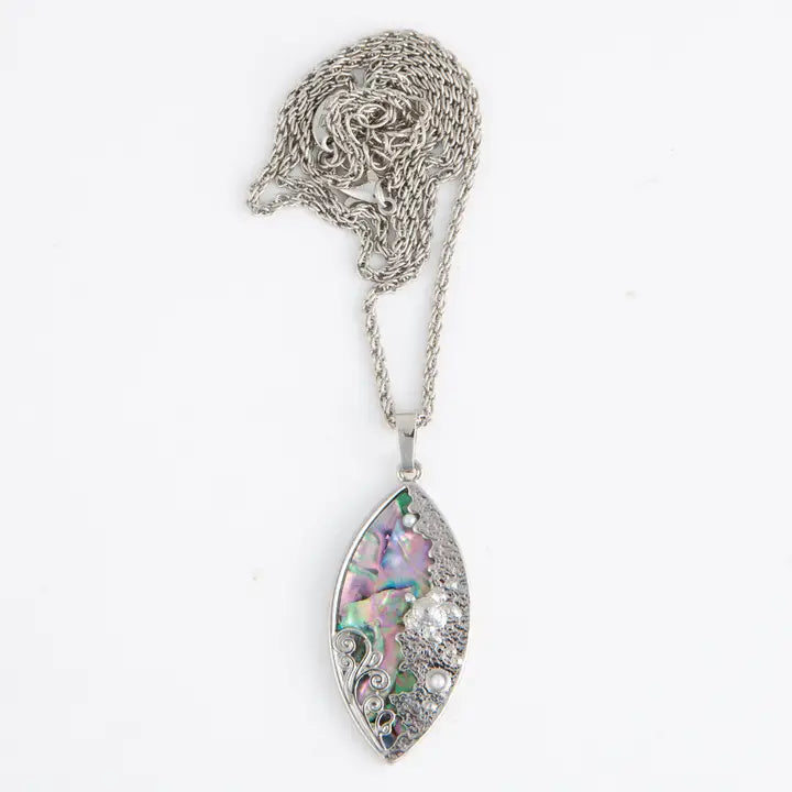 Laila Oval Abalone Casted Sea Turtle 18" Pendant Necklace by Howard's