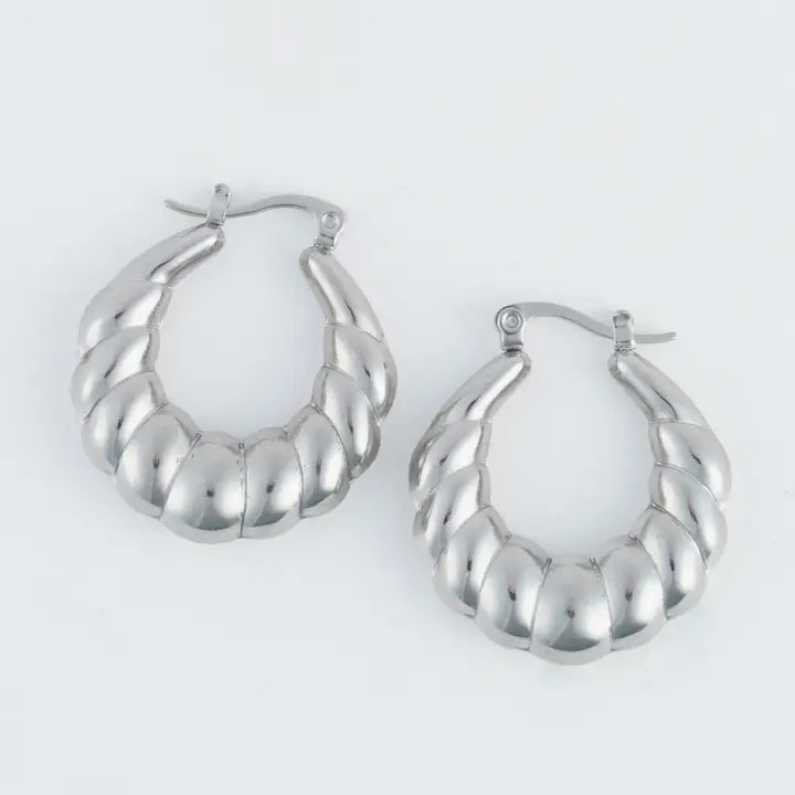 Twisted Chunky Pin Catch Hoop Earrings Narelle Waterproof Jewelry