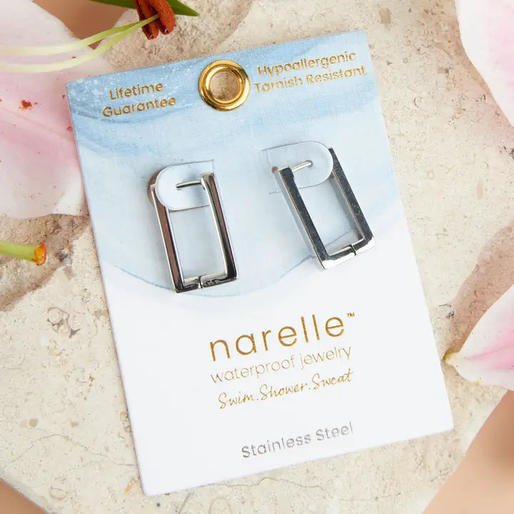 Rectangle Pin Catch Earrin5 Hoop Earrings Narelle Waterproof Jewelry
